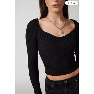 Urban Outfitters Phoebe Sweetheart Neckline Ribbed Sweater Size M NWT